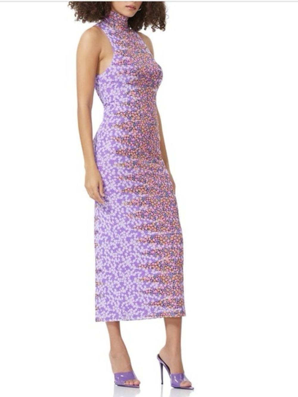 AFRM Serenity Midi Dress Violet Ditsy micro floral feminine